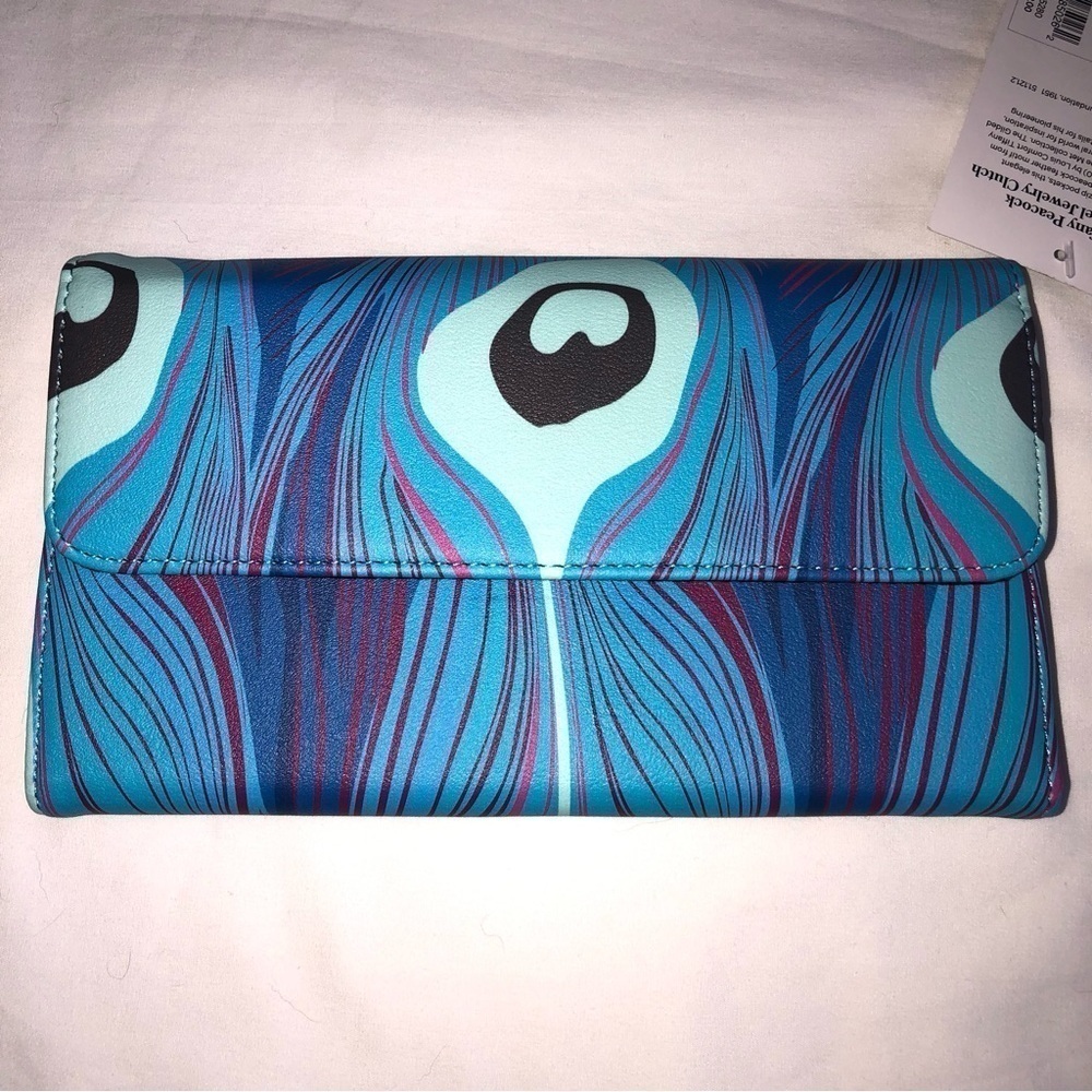 The Met Louis C Tiffany Peacock Feather Travel Jewelry Clutch Blue - Picture 8 of 9